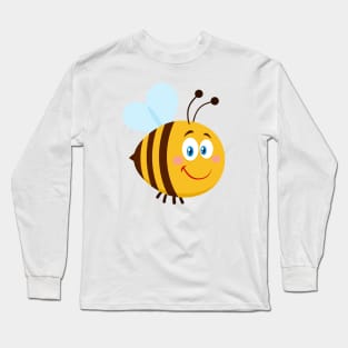 Cute Bee Cartoon Character Long Sleeve T-Shirt